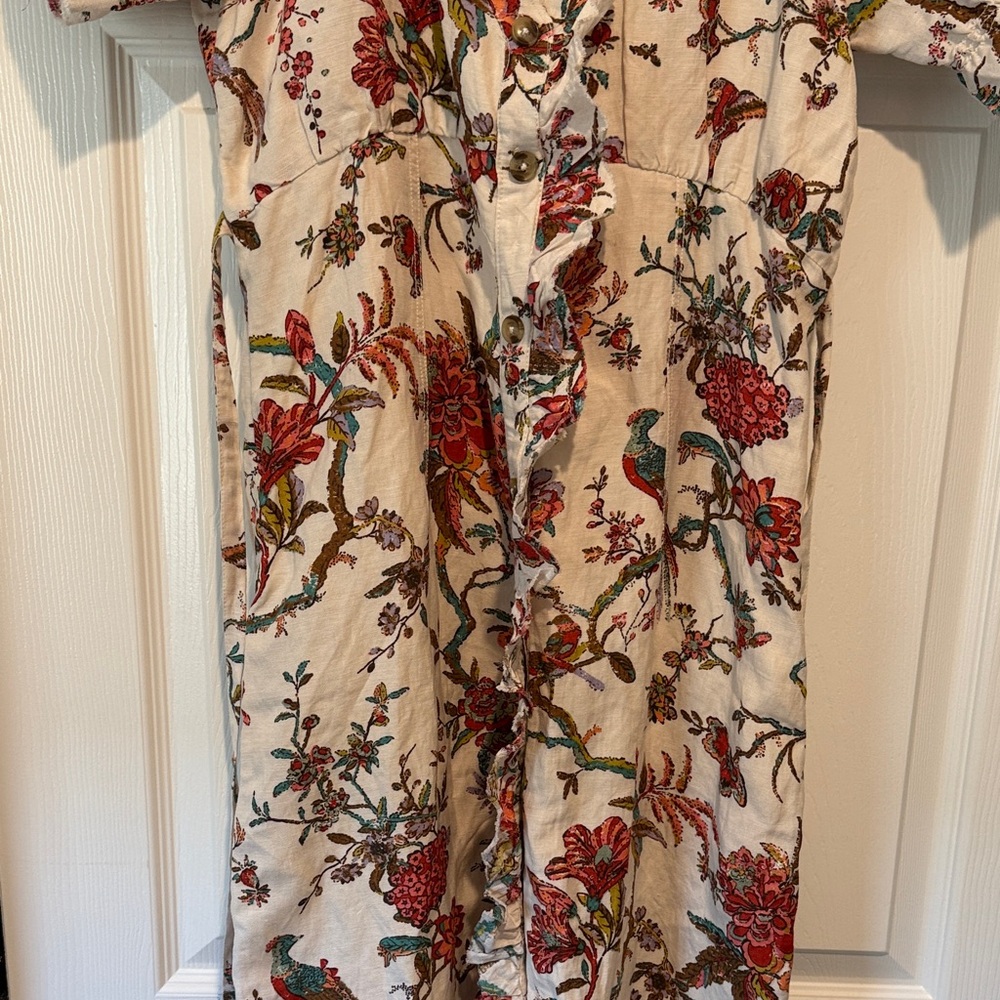 Anthropologie Cream Floral Midi Dress - Picture 7 of 14